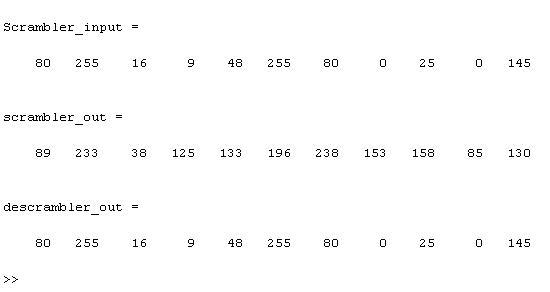 scrambler descrambler matlab code output