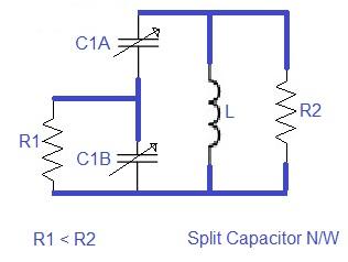 Split capacitor impedance matching