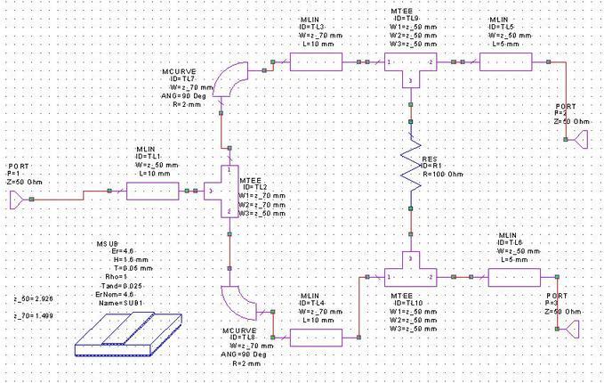 wilkinson rf power splitter circuit