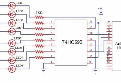 74HC595 Shift Register IC and pin diagram