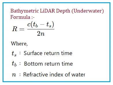 Bathymetric LiDAR Depth Calculator | Snell's Law Formula
