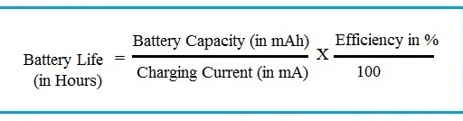 Battery Life Calculator and Calculation Example