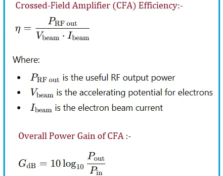 Crossed Field Amplifier and Formula