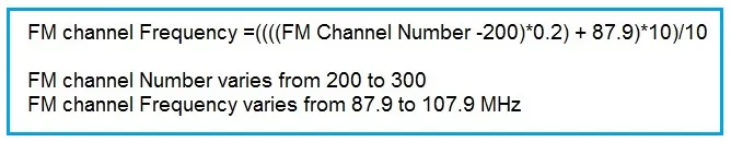 FM channel vs frequency conversion Equation