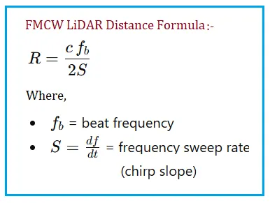 FMCW LiDAR Range Calculator | Beat Frequency & Chirp Formula