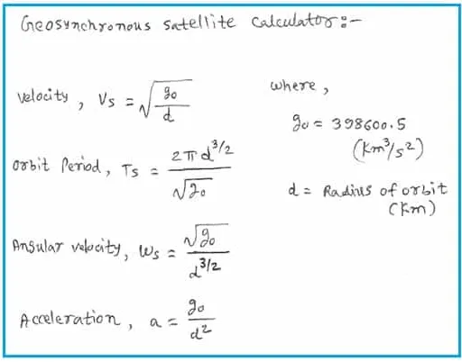 Geosynchronous and Geostationary Satellite Formulas and Calculator