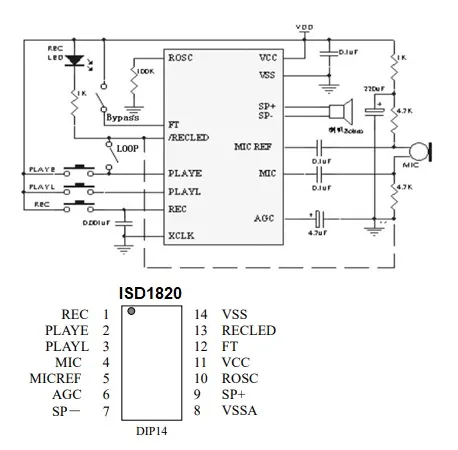 ISD1820 pin diagram