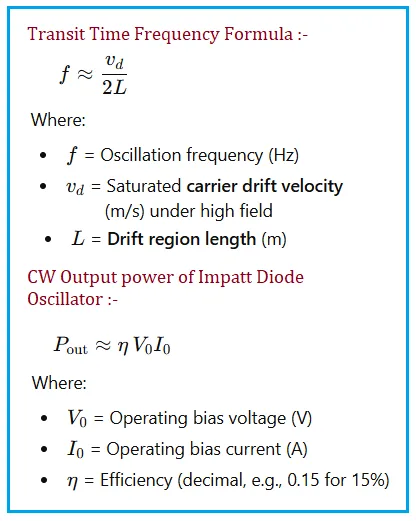 Impatt Diode Formula