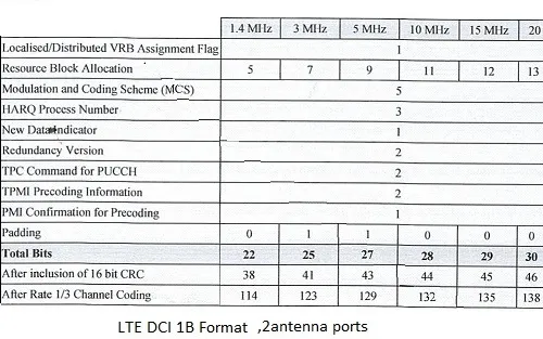 LTE DCI 1B