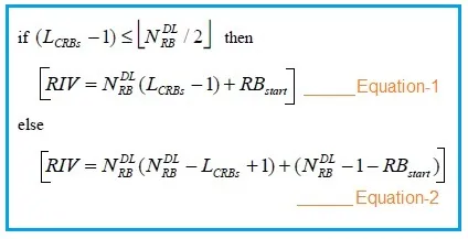 LTE RB to RIV conversion formula