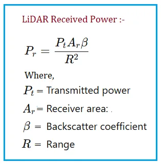 LiDAR Received Power Formula