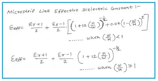 Microstrip line effective permittivity