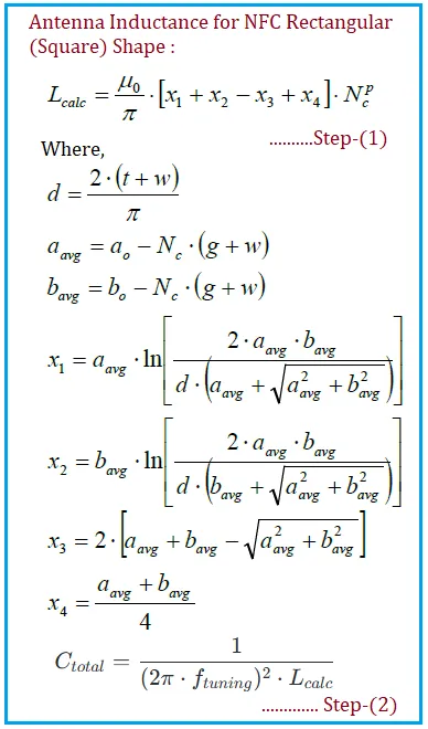 NFC rectangular antenna formula