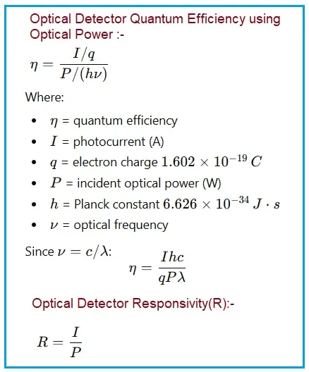Optical Detector Quantum Efficiency and Responsivity