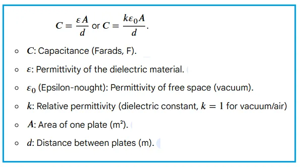 Parallel Plate Capacitance Formula