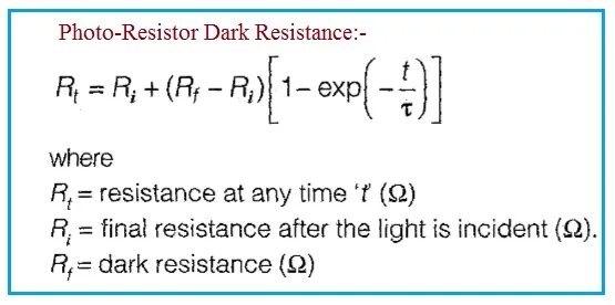 Photo-Resistor Dark Resistance