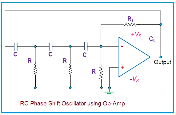 RC Phase Shift Oscillator Using Op-Amp