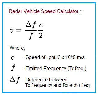 Radar vehicle speed calculator formula