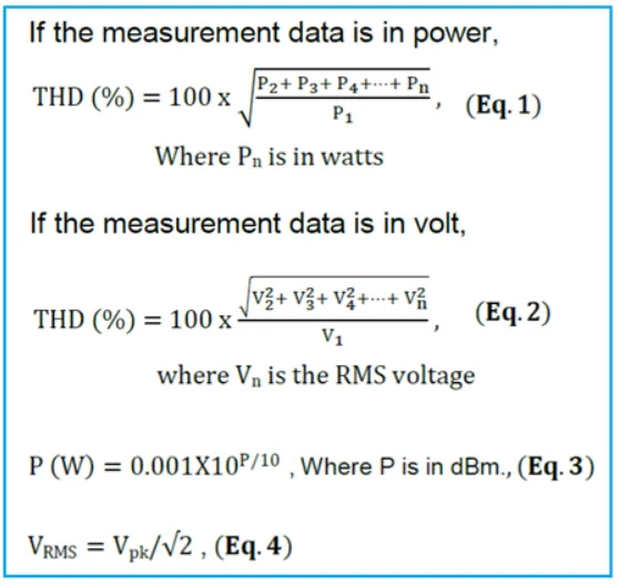 THD formula for THD calculation