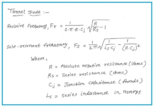 Tunnel Diode Calculator: Resistive and Self-Resonant Frequency