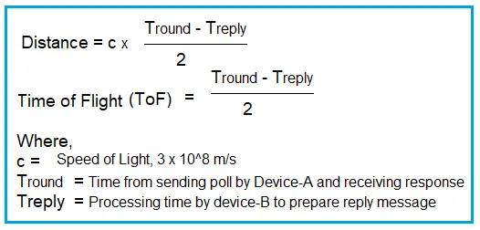 UWB Time of Flight & Distance Formula