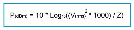 Volts to dBm conversion formula