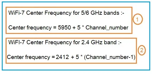 WiFi-7 channel center frequency