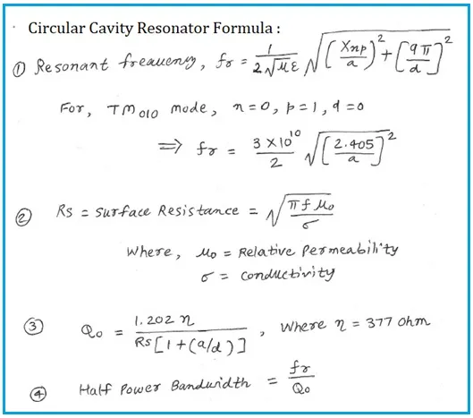 circular cavity resonator calculator