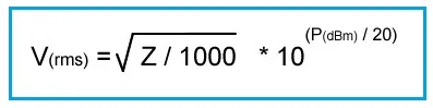 dBm to Volts Conversion Calculator