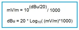 dBu to mV/m Conversion Equation