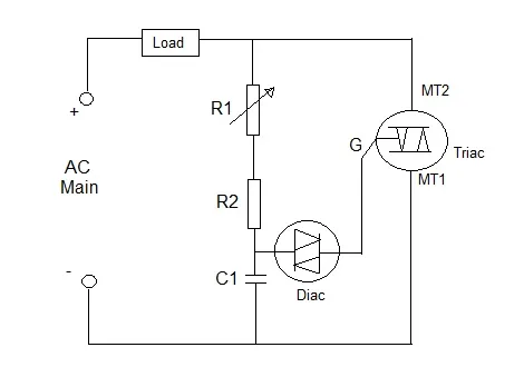 lamp dimmer using diac and triac