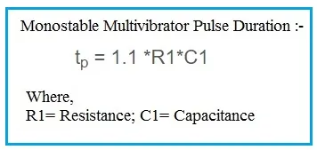 monostable multivibrator pulse duration or pulse width