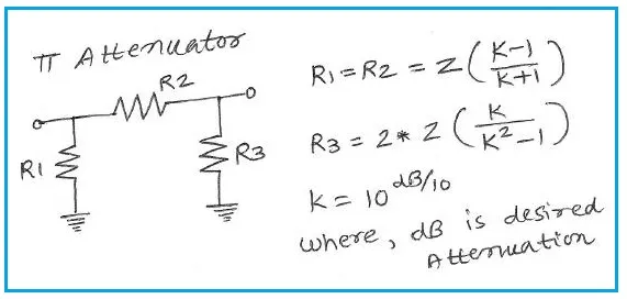 Pi Attenuator Calculator and Formula