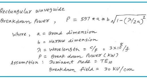 Rectangular Waveguide Breakdown Power Calculator