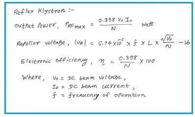 reflex klystron calculator equations