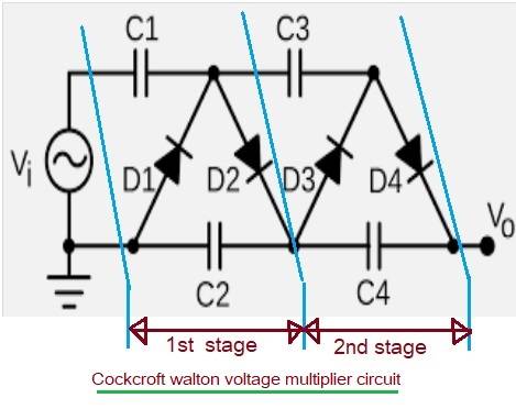 Cockcroft walton voltage multiplier circuit