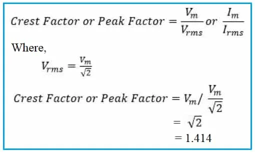 crest factor formula