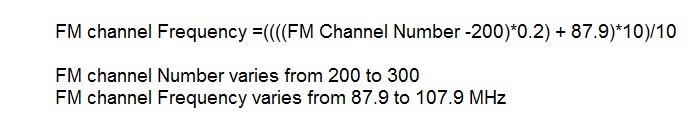 FM channel vs frequency conversion Equation