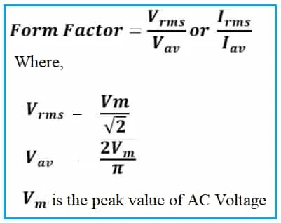 form factor formula