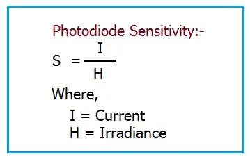 Photodiode sensitivity equation,Photodiode sensitivity formula