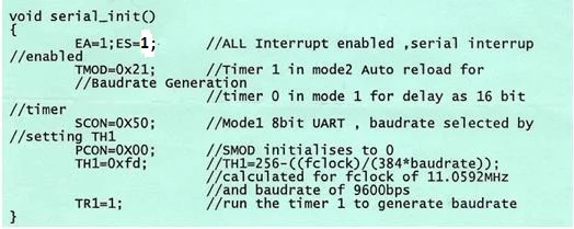microcontroller serial port initialization program