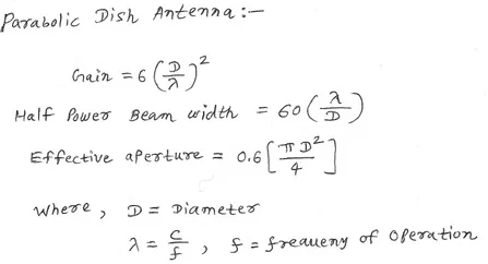 parabolic antenna calculator equation