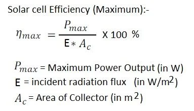 Solar cell efficiency formula or equation